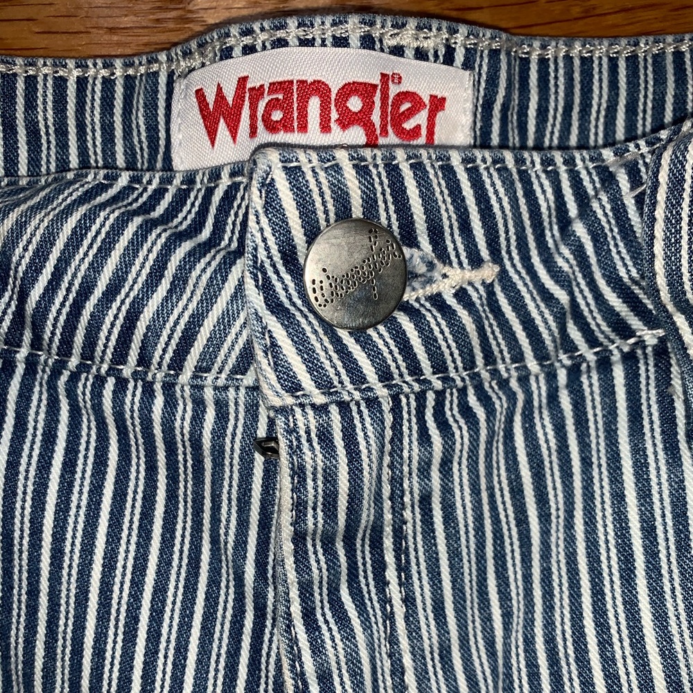 Levi Wrangler High Waisted Striped Denim Shorts